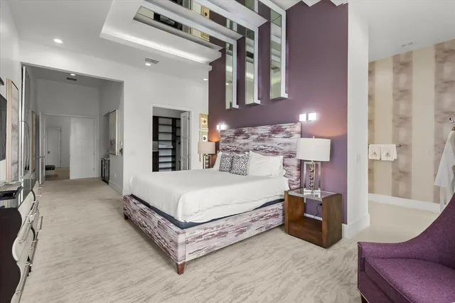 a view of a swimming pool in a backyard