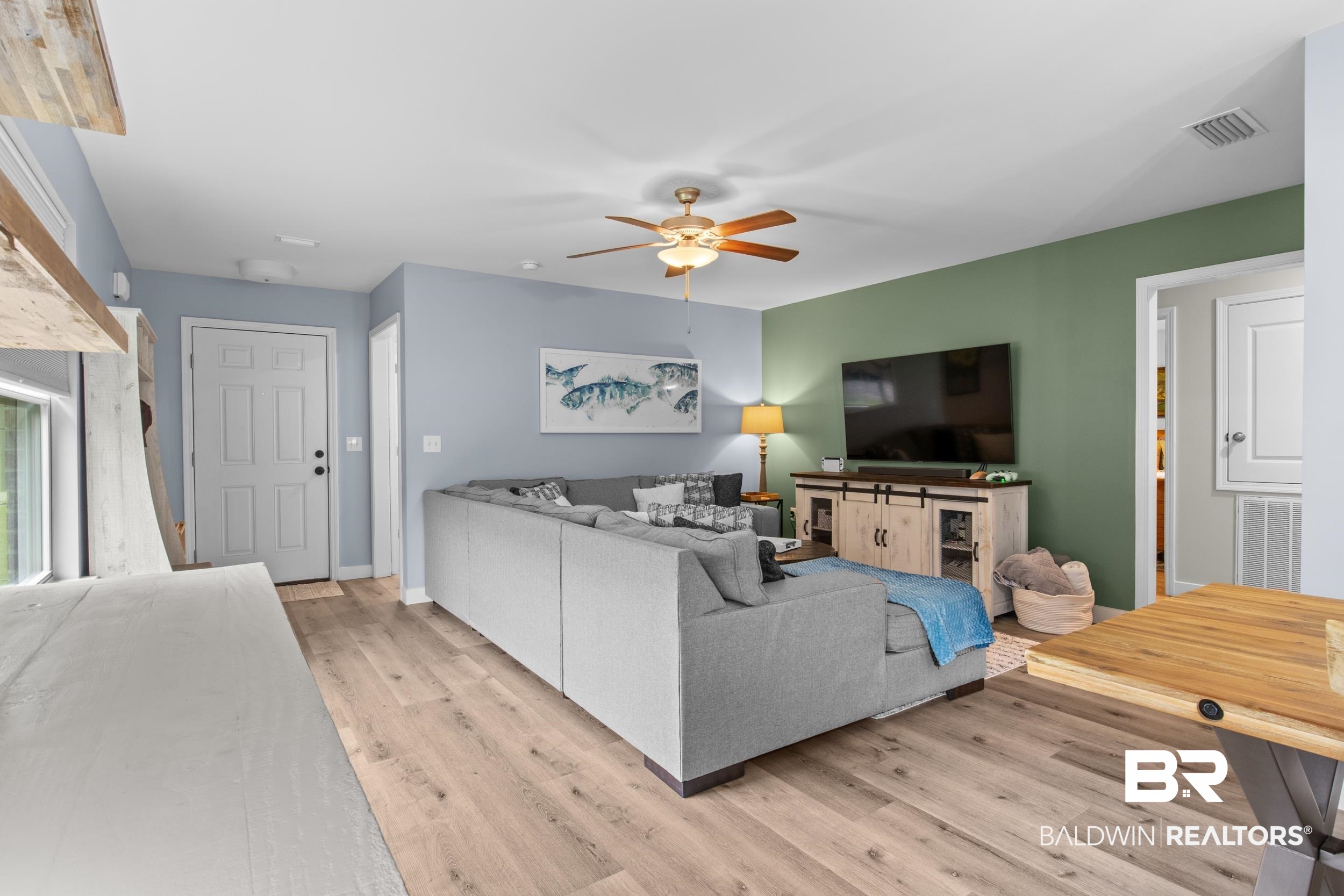 3852 Chesterfield Lane Foley, AL 36535 - Photo 11 of 34 Living room featuring light hardwood / wood-style flooring and ceiling fan