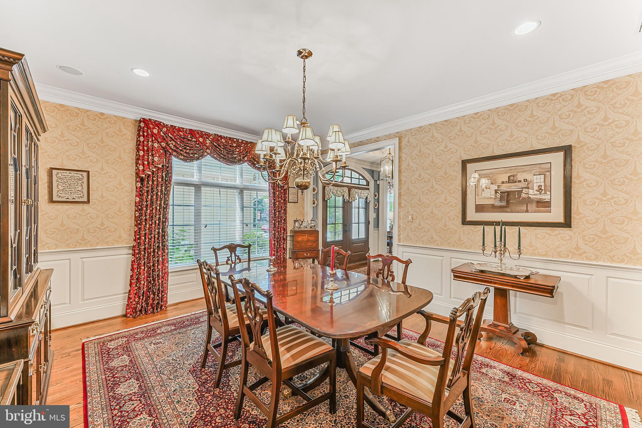 217 Valley Ridge Road Haverford, PA 19041 - Photo 7 of 49 a dining room with furniture a chandelier and window