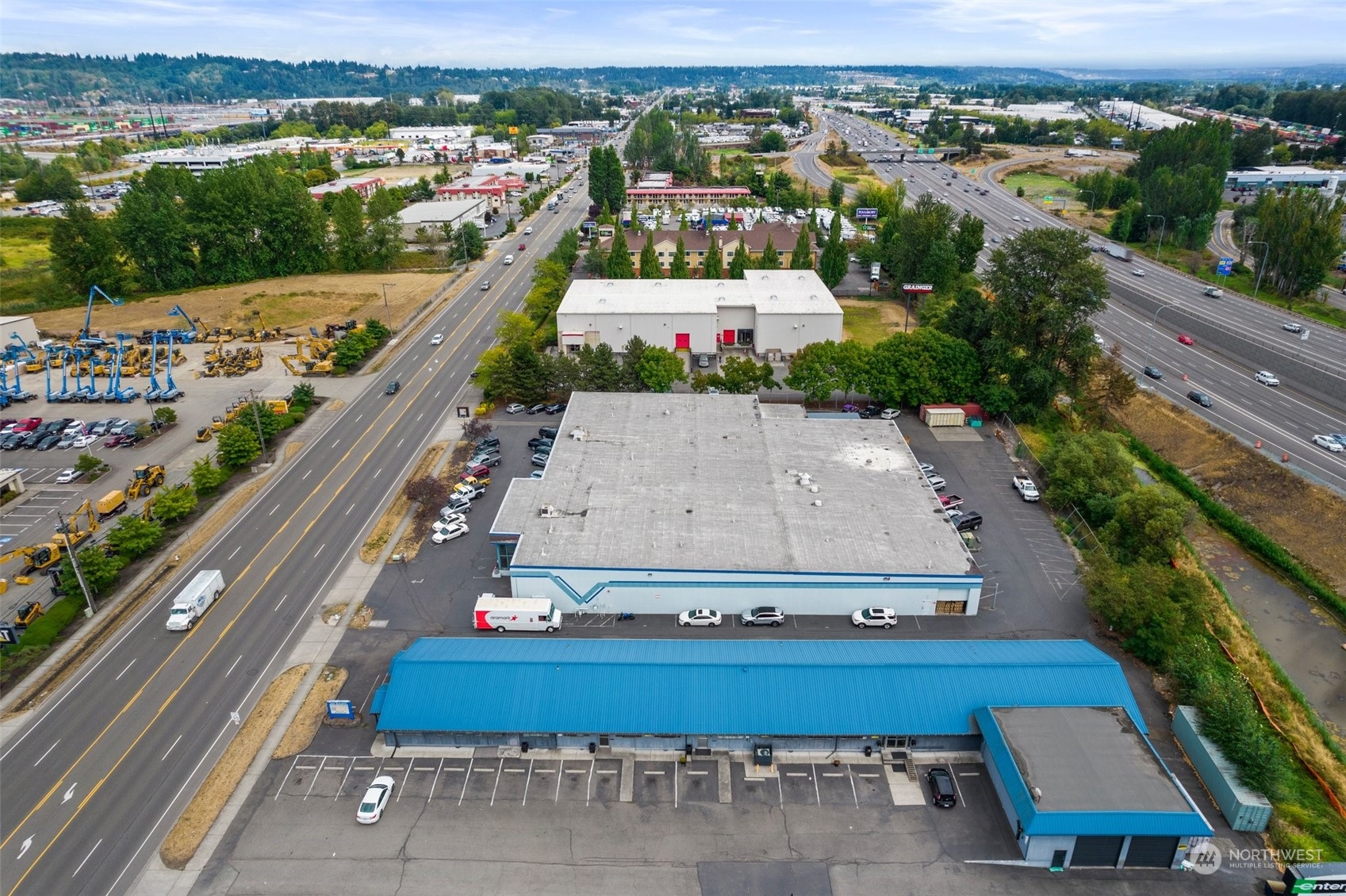 an aerial view of a house