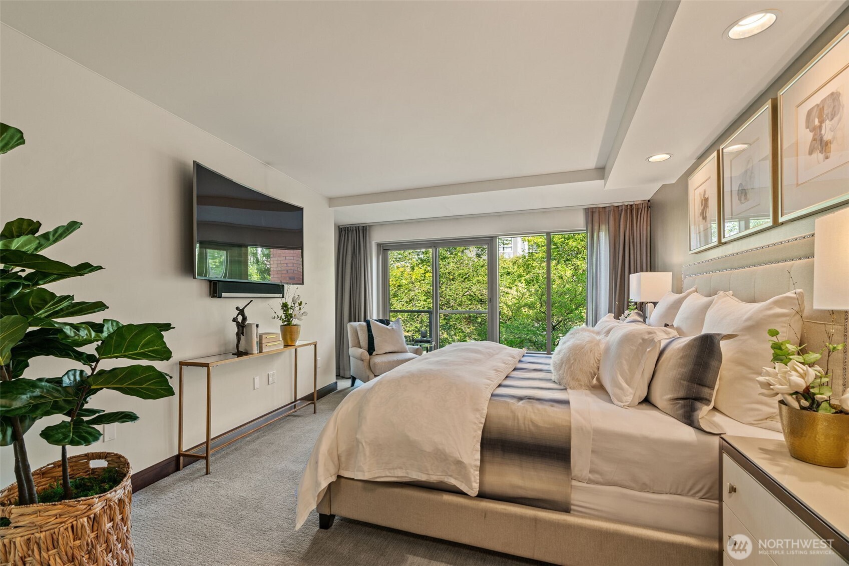 10616 Northeast 9th Place, Unit TH4 Bellevue, WA 98004 - Photo 18 of 39 a bedroom with a bed mirror and window