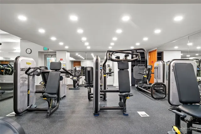 a view of a room with gym equipment