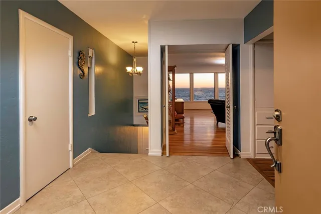 a living room with a large window