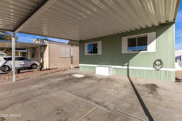 a view of a house with a patio