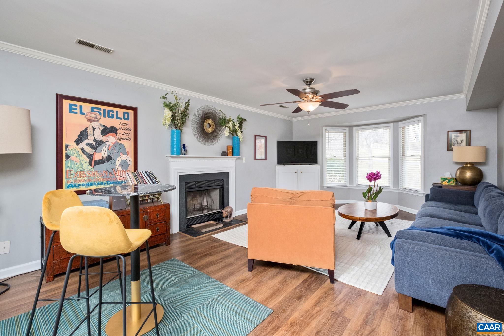 1143 Raintree Drive Charlottesville, VA 22901 - Photo 3 of 49 a living room with furniture a fireplace and a flat screen tv