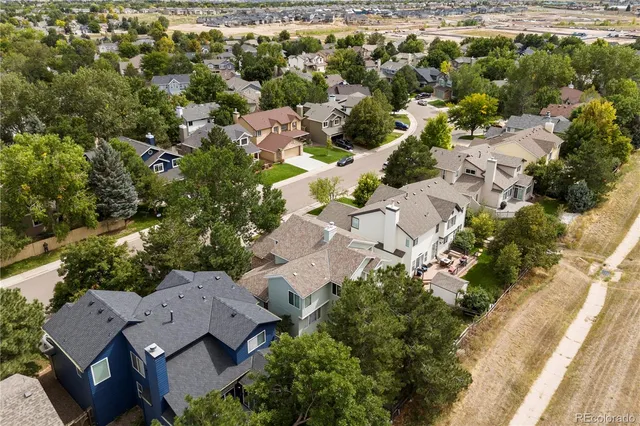 an aerial view of a house