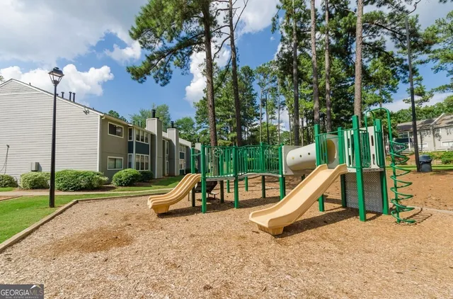 a view of a water fountain in the patio