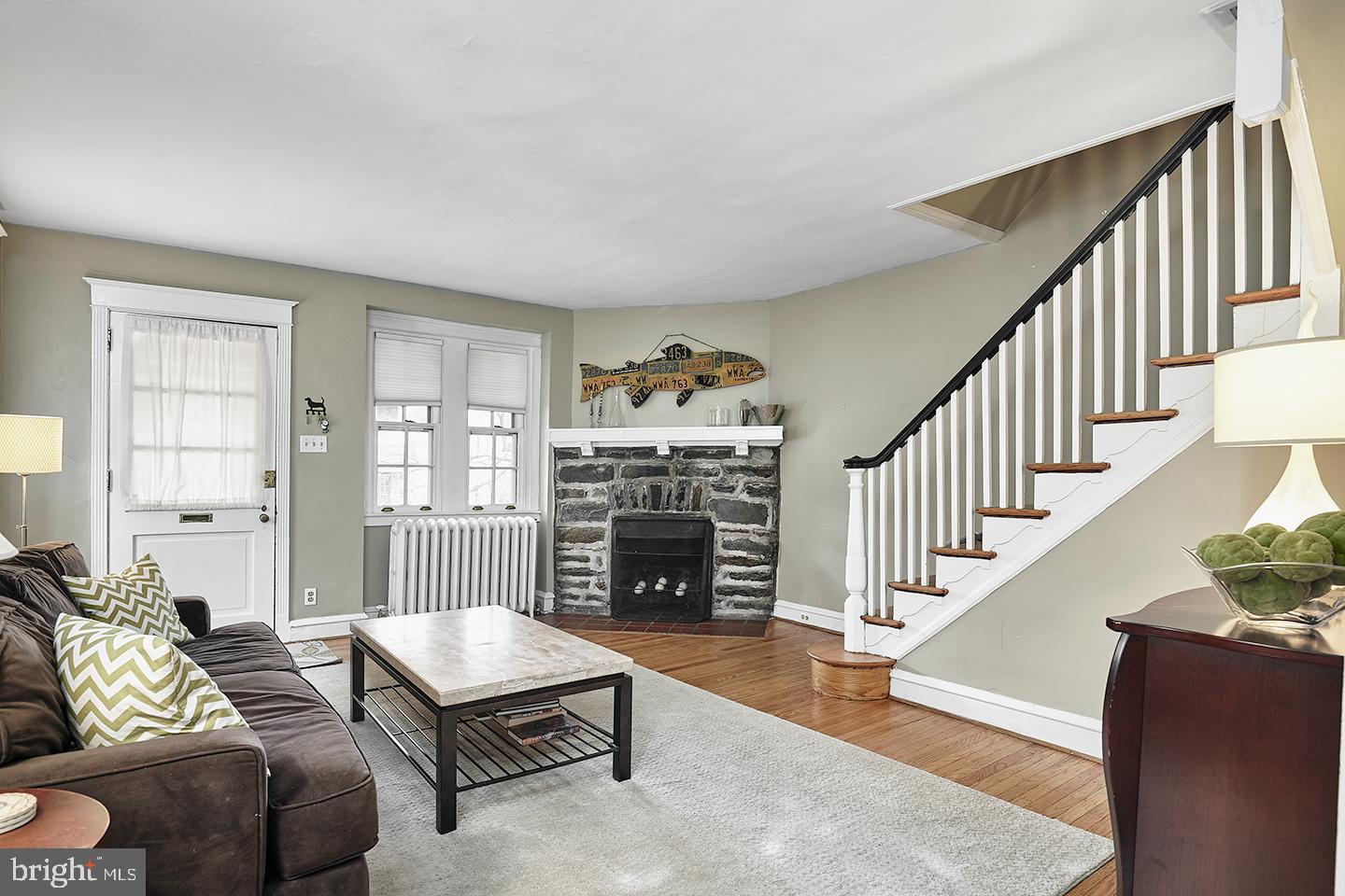 129 Winchester Road Merion Station, PA 19066 - Photo 4 of 19 Living Room with Fireplace