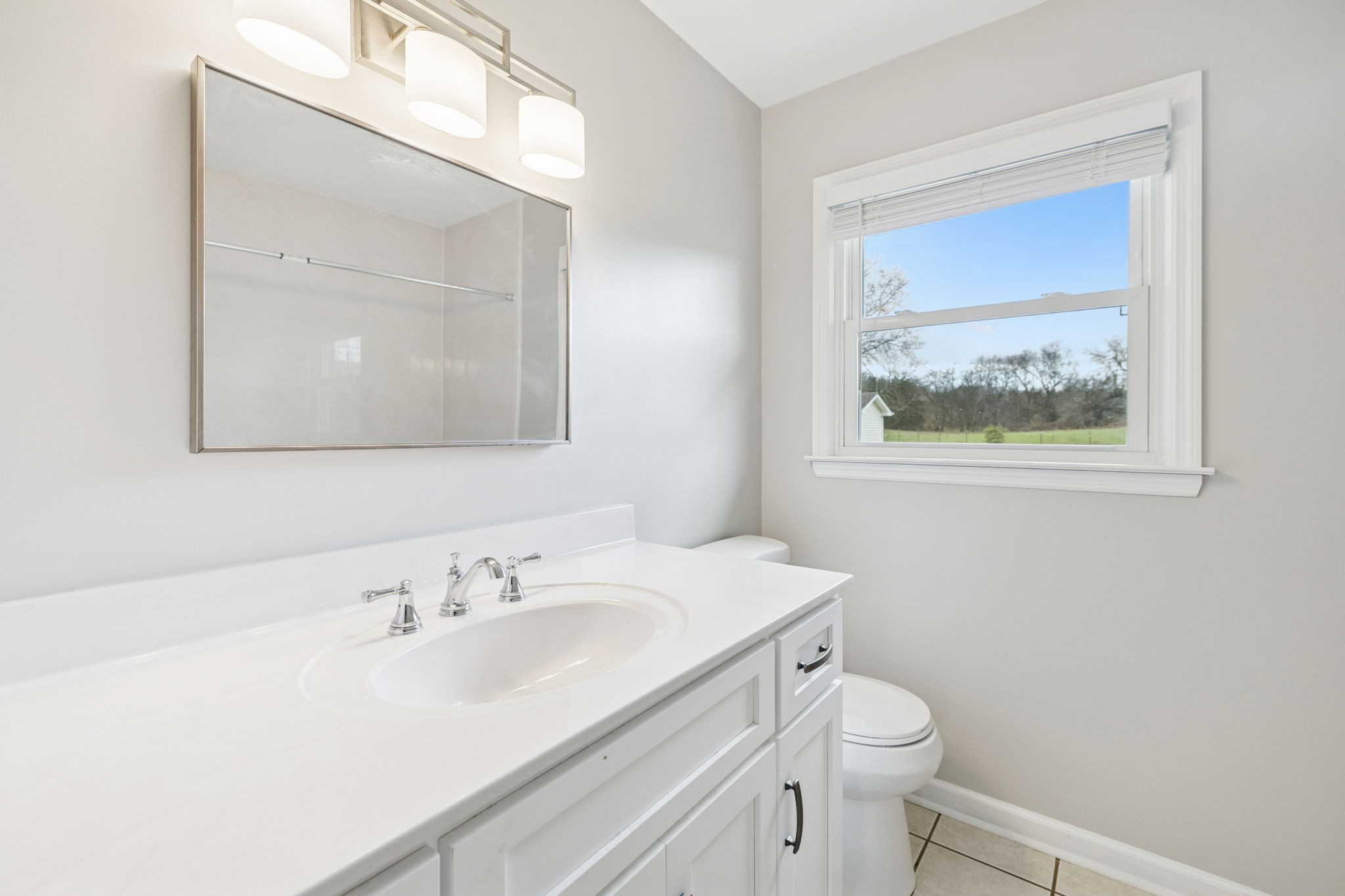 2053 West Jefferson Pike Murfreesboro, TN 37129 - Photo 18 of 86 a bathroom with a toilet a sink a vanity and mirror