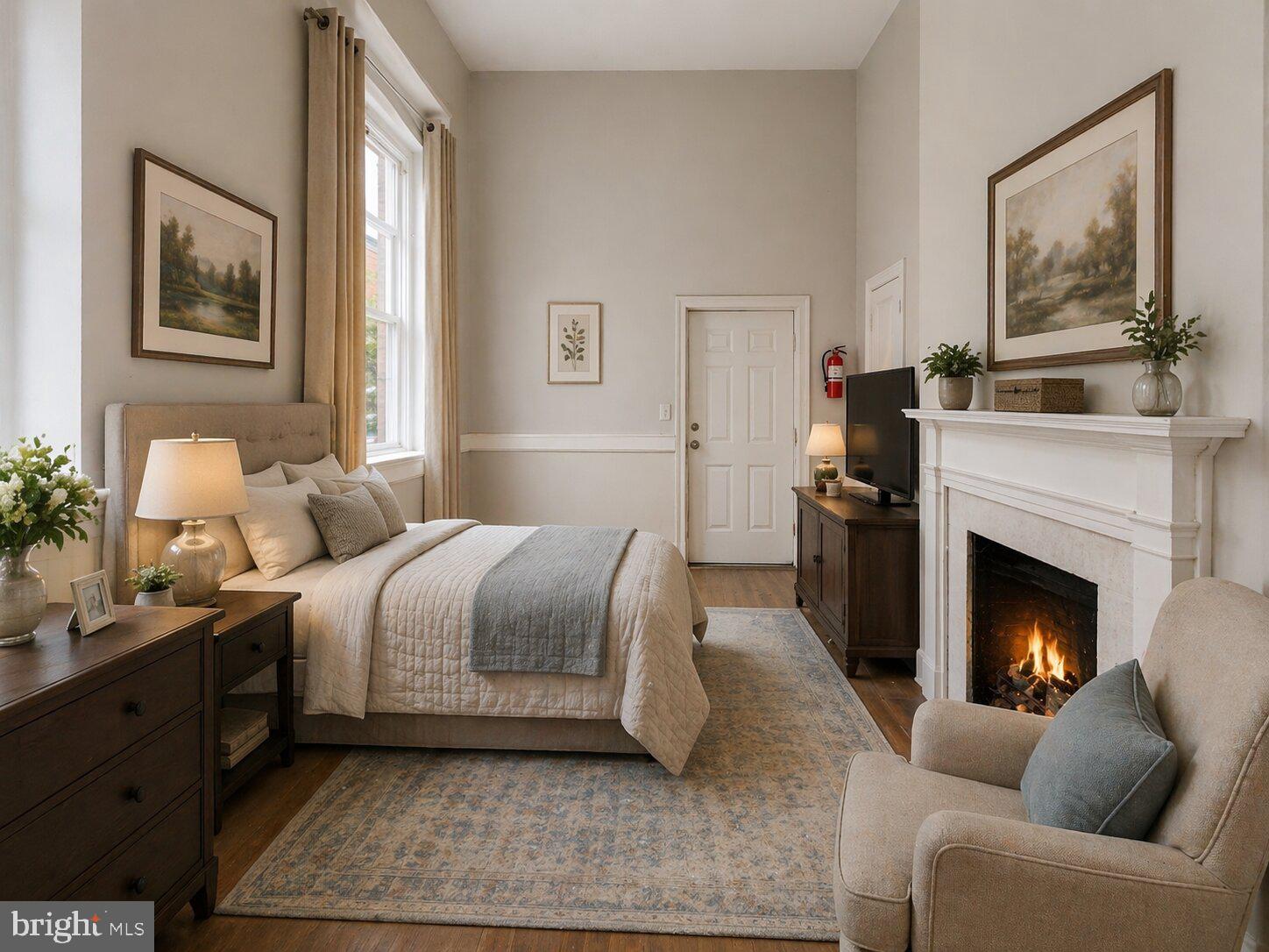 1401 Light Street Baltimore, MD 21230 - Photo 35 of 39 a bedroom with a bed and a fireplace