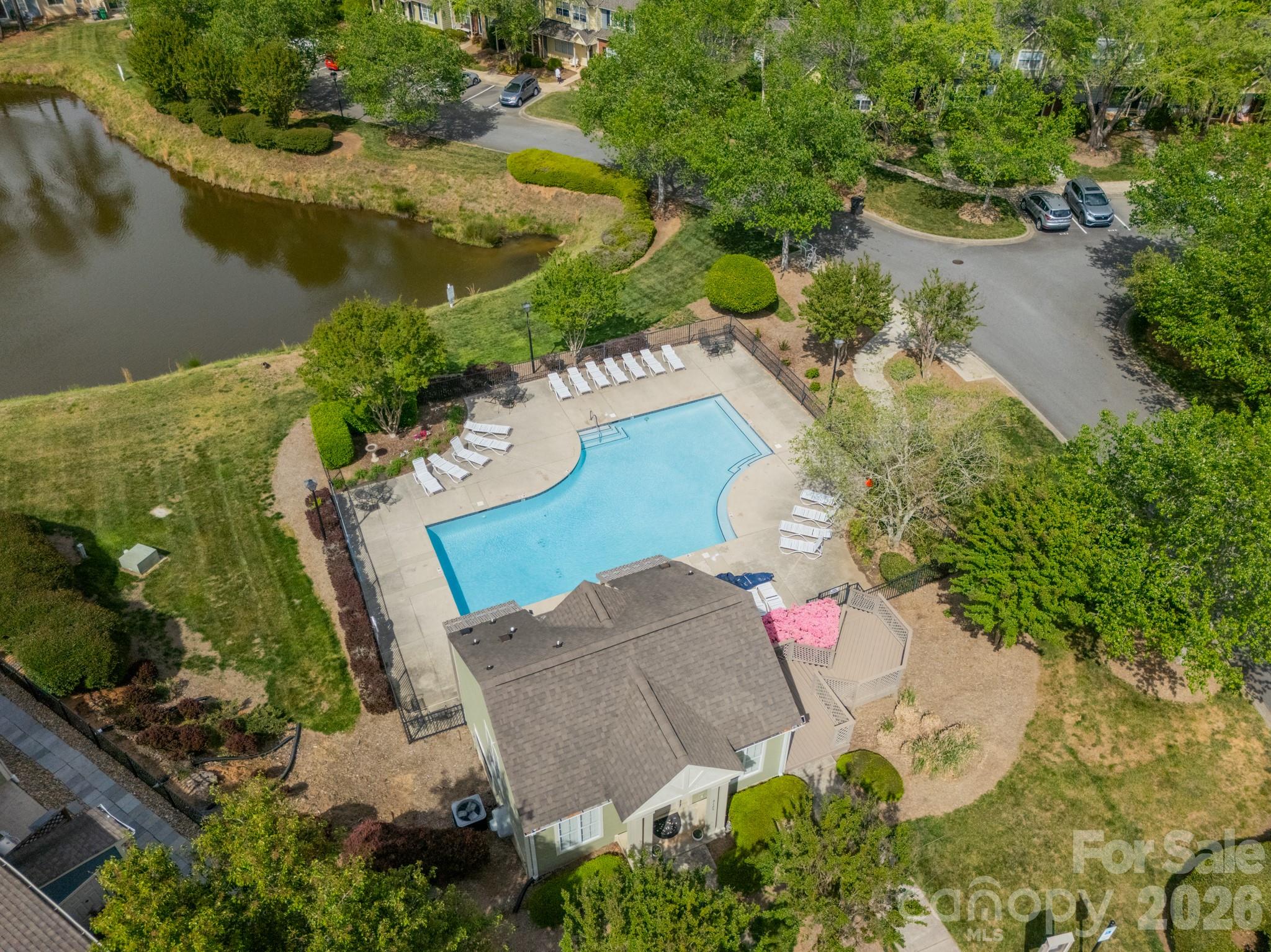 9226 Four Mile Creek Road Charlotte, NC 28277 - Photo 37 of 39 an aerial view of residential house with outdoor space and lake view