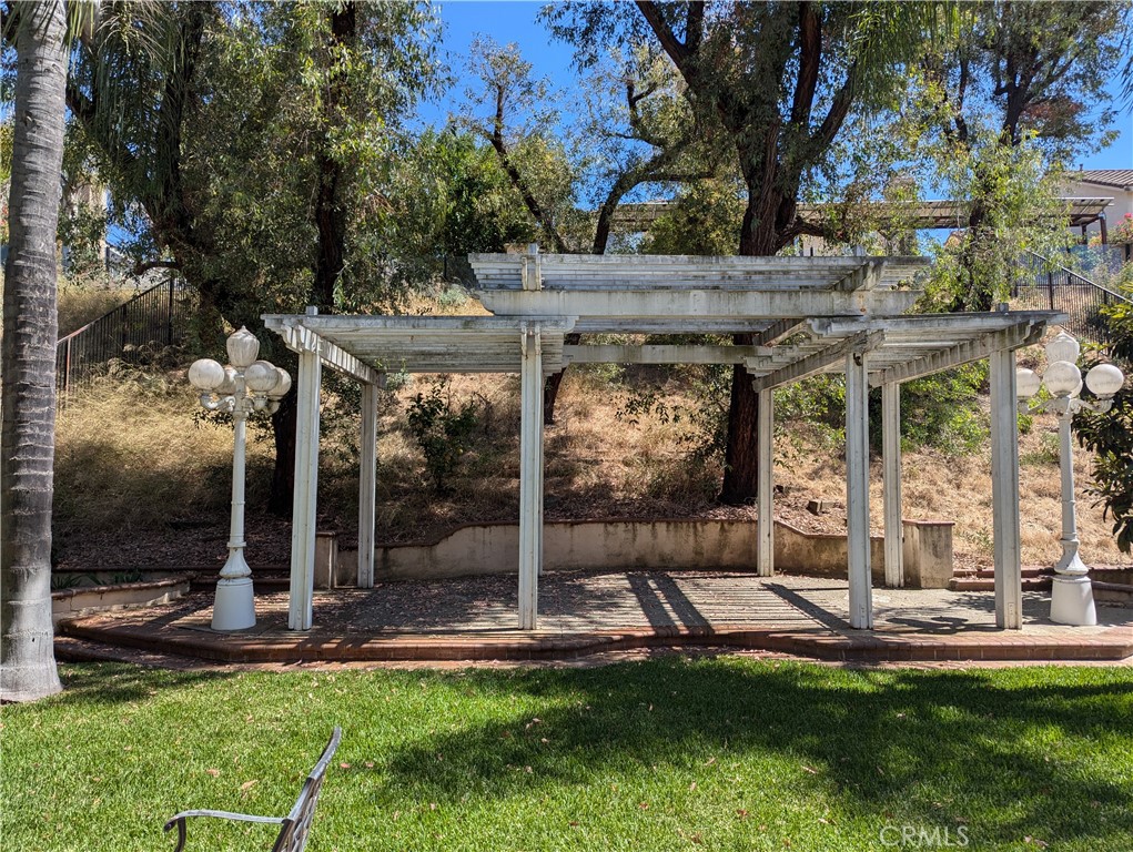 18536 Vantage Pointe Drive Rowland Heights, CA 91748 - Photo 31 of 34 a view of a patio with a table and chairs under an umbrella