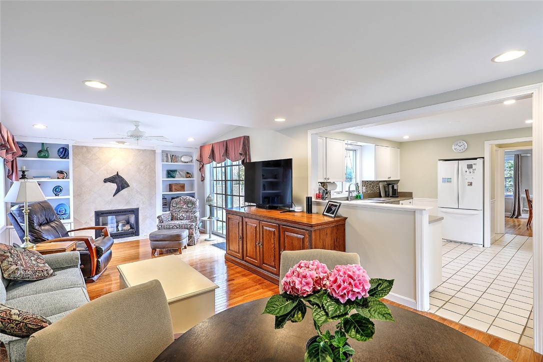 Family room opening into kitchen
