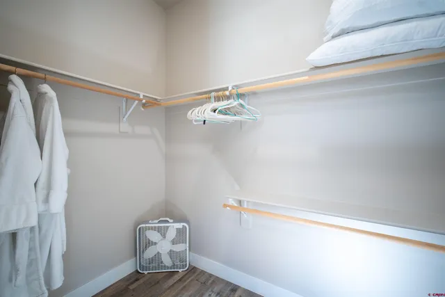 a view of small space with racks on the wall