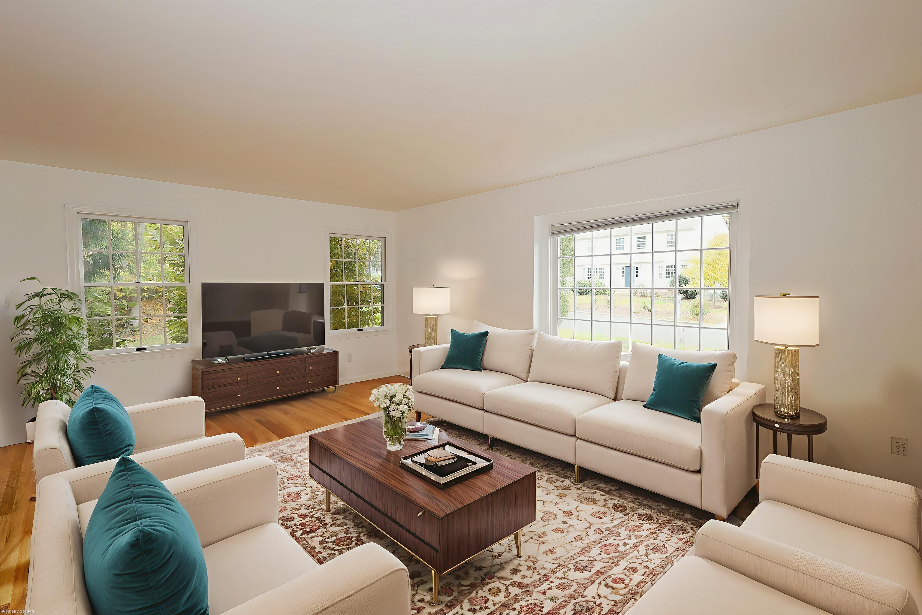 44 Deer Run Road Fairfield, CT 06824 - Photo 3 of 40 a living room with furniture a flat screen tv and a window