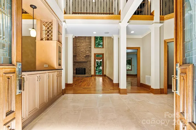 a view of an entryway with a door