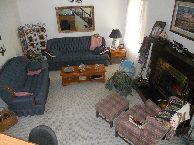 18442 East Twombly Road Rochelle, IL 61068 - Photo 7 of 20 a living room with furniture gym equipment and a fireplace