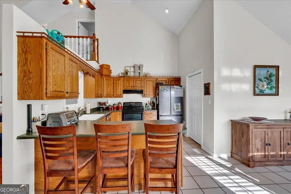 a table and chairs in a room