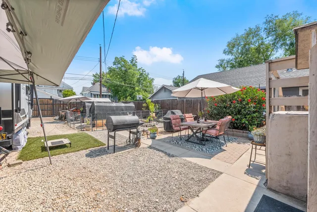 a house with outdoor seating