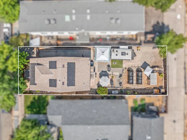 an aerial view of a house