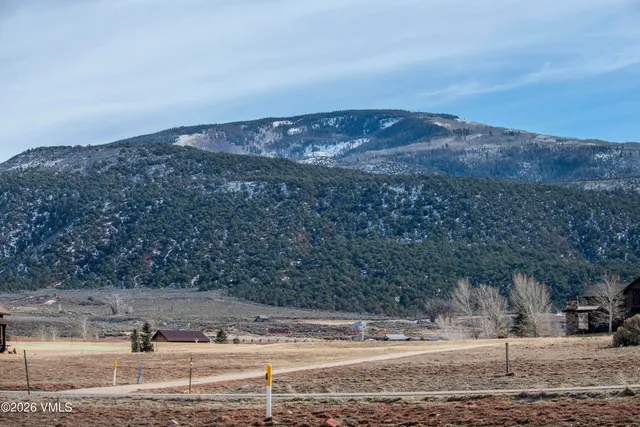 a view of a dry yard with mountain