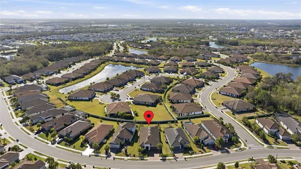 an aerial view of a house