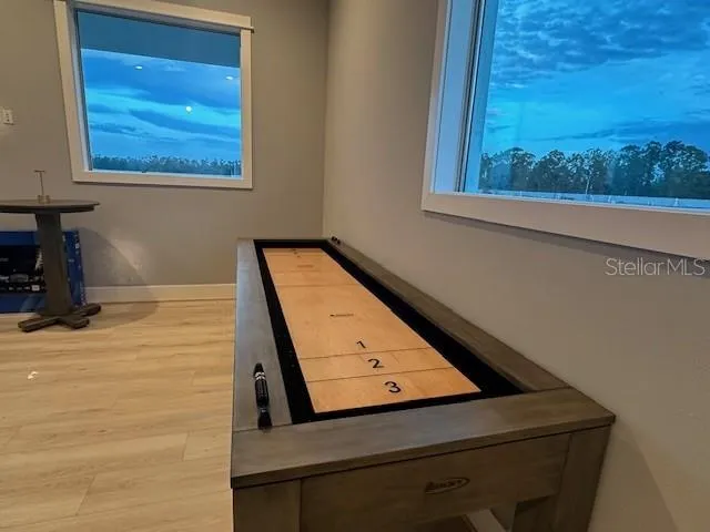 an empty room with windows