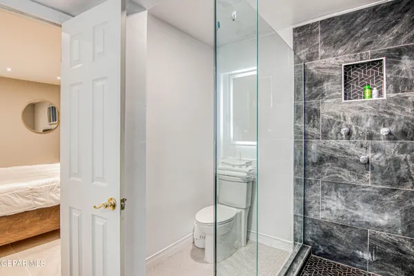 a bathroom with a shower