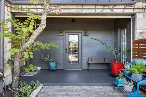 a front view of a house with outdoor space