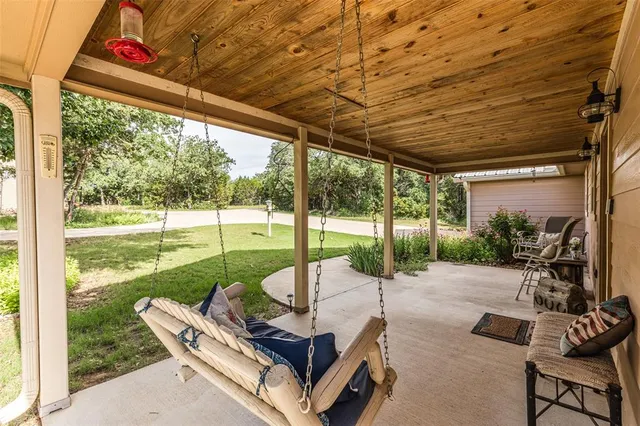 a building outdoor space with seating space