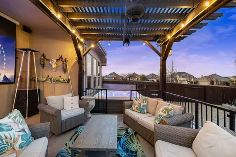 a view of a couches in the roof deck