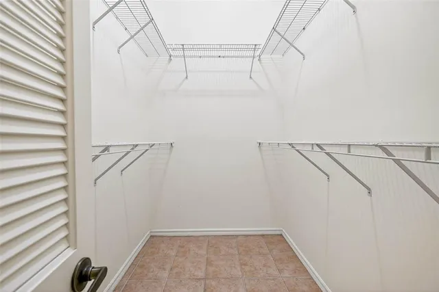 a view of a room with racks on the wall