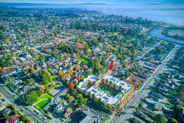 an aerial view of multiple house