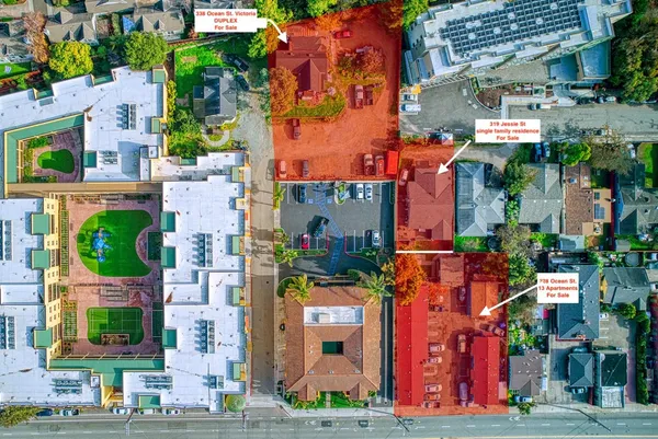 an aerial view of multiple house