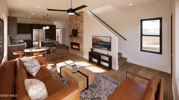 a living room with furniture