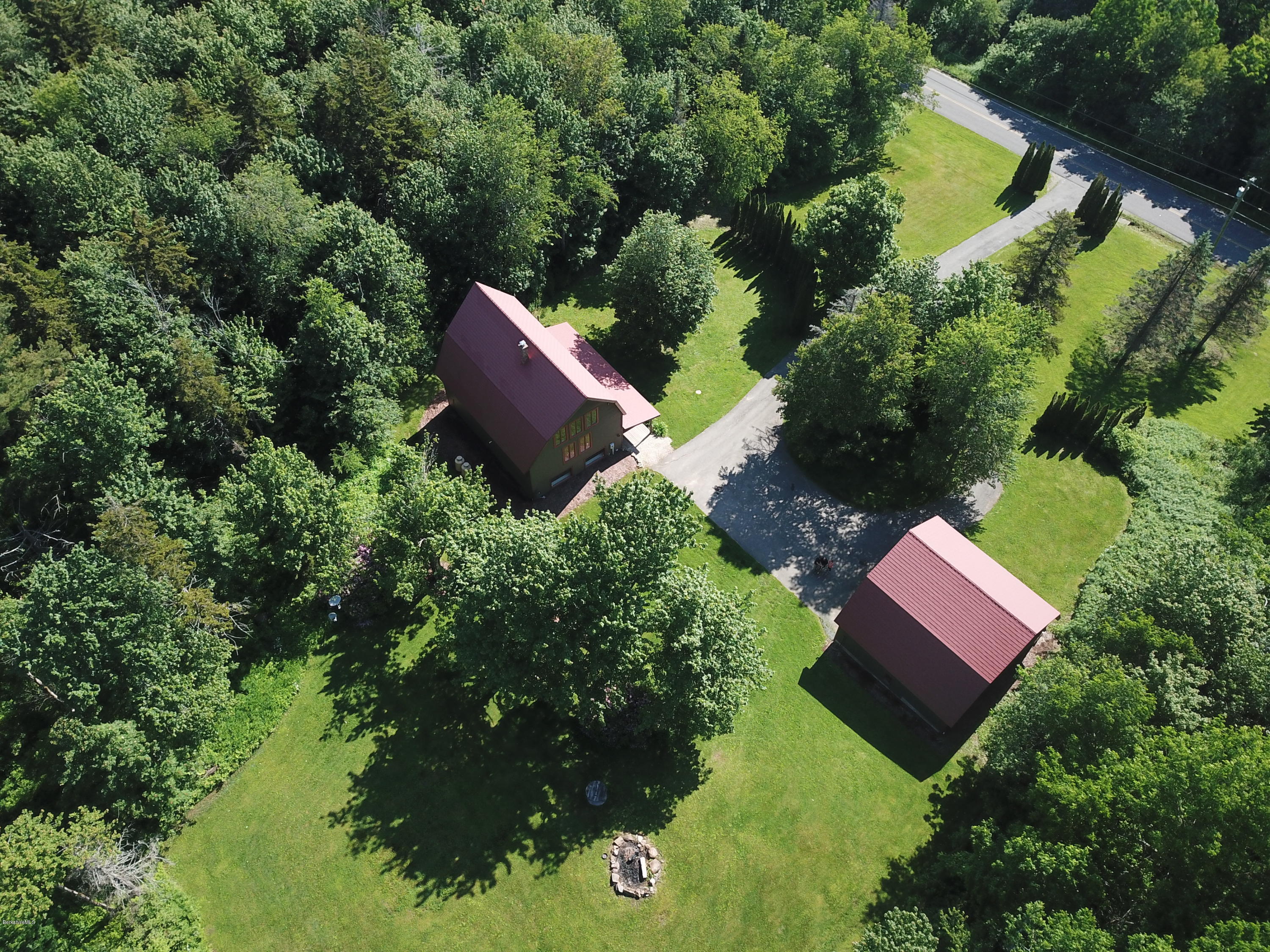 5 N Road Peru, MA 01235 - Photo 40 of 43 an aerial view of house with swimming pool and garden
