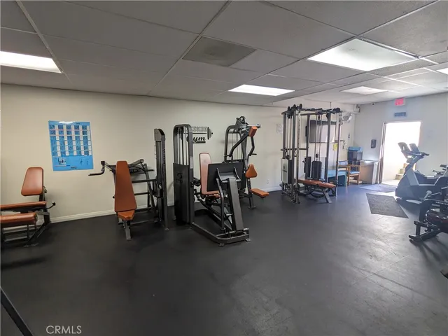 a view of a room with gym equipment