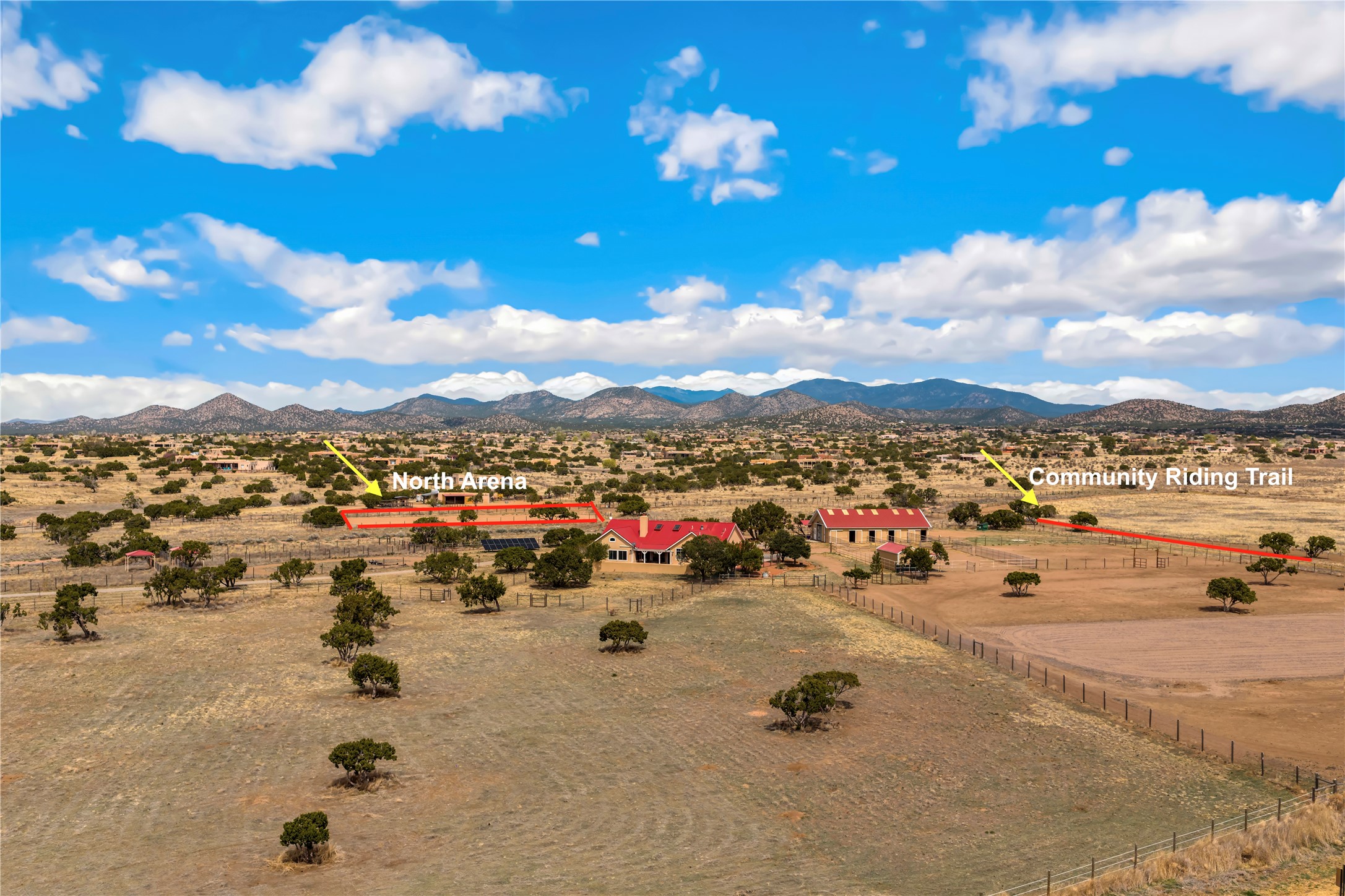 133 Jacinto Road Santa Fe, NM 87508 - Photo 46 of 46 View with Back Arena and Riding Trail highlighte