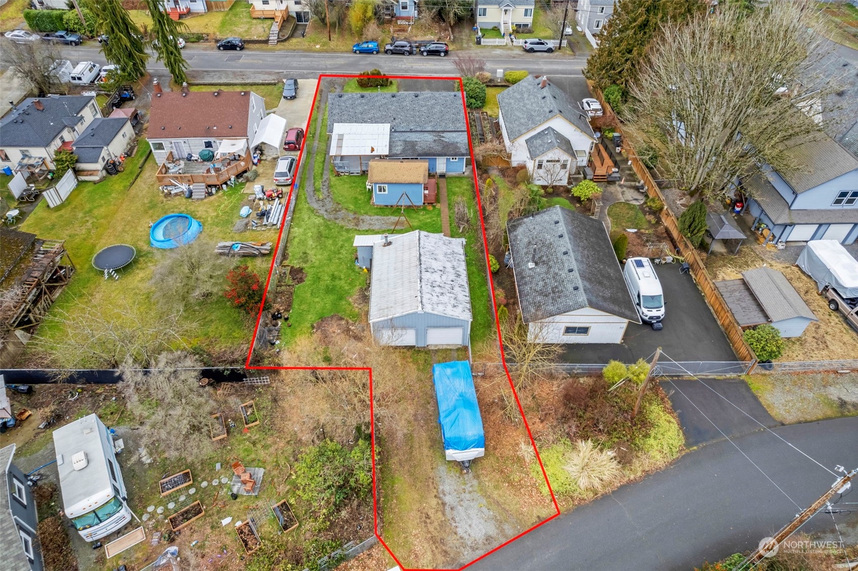 5807 Lowell Road Everett, WA 98203 - Photo 4 of 30 an aerial view of residential house with outdoor space and parking