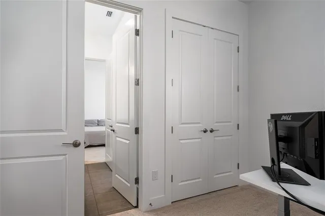 a bathroom with sink and mirror