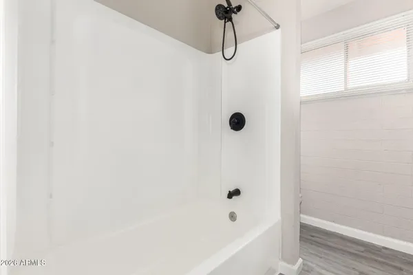 a bathroom with a bathtub