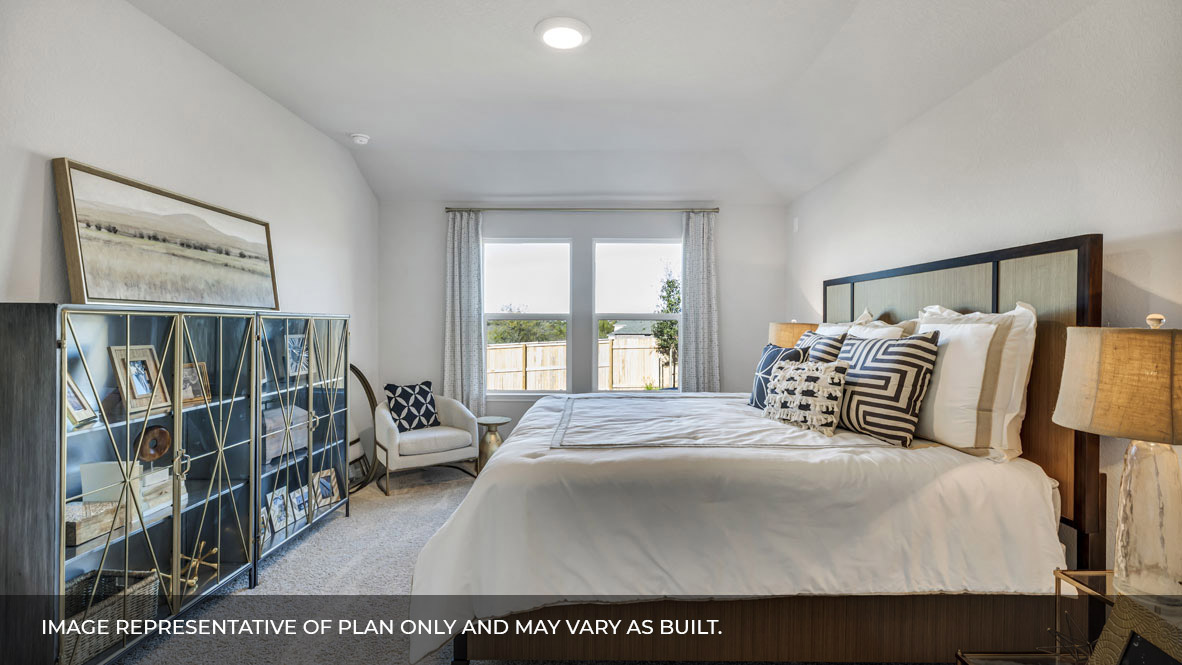 236 Gilmer Lane Buda, TX 78610 - Photo 18 of 30 a bedroom with a bed and a large window