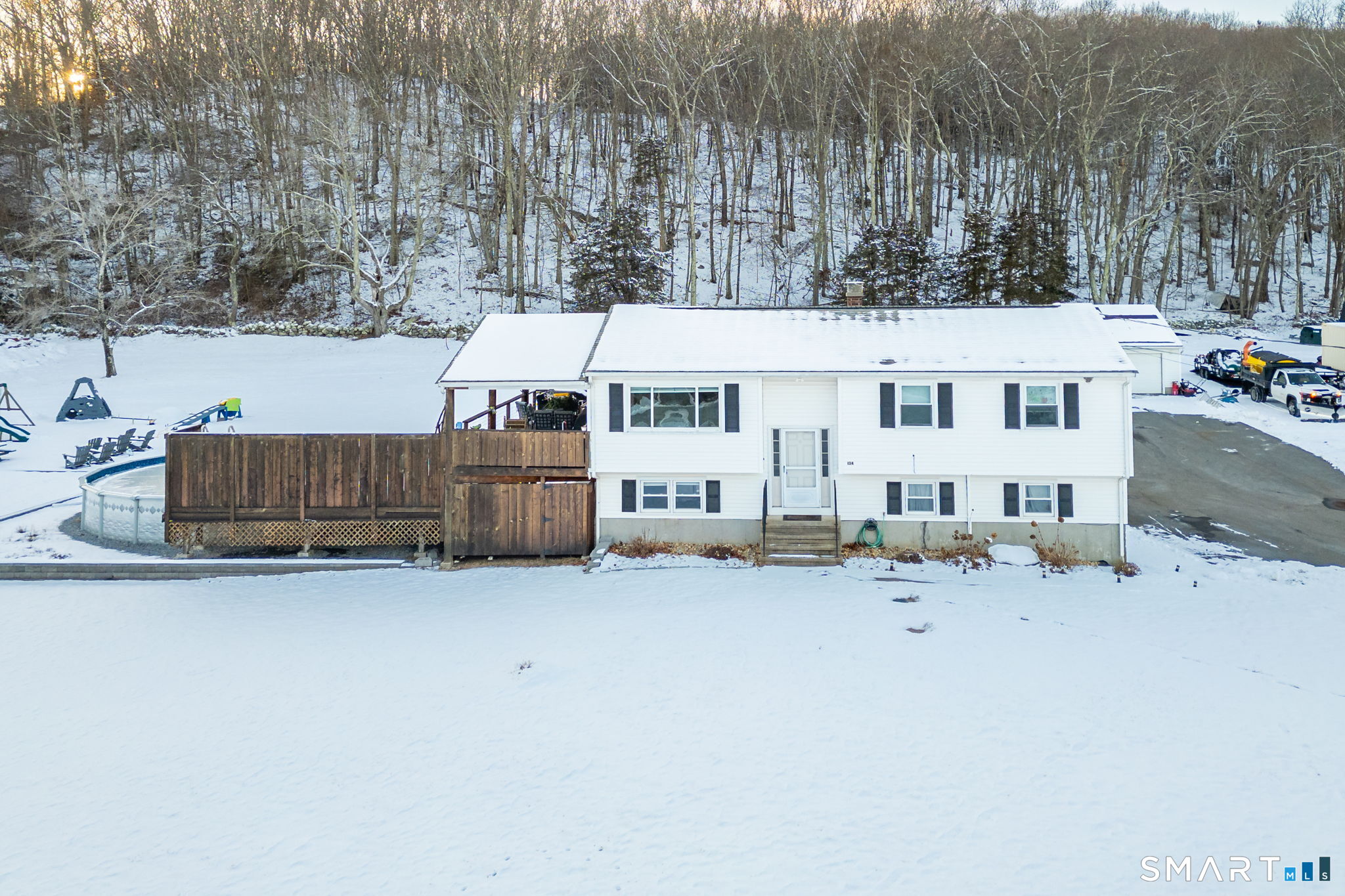 134 Massapeag Side Road Montville, CT 06382 - Photo 2 of 33 an aerial view of a house with wooden fence