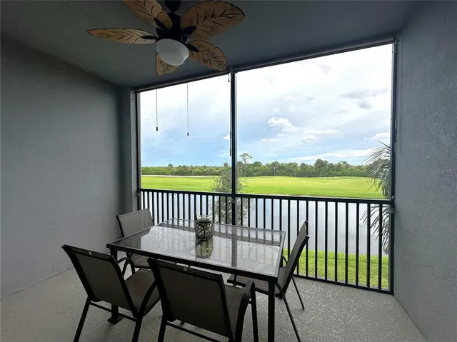 a view of a chairs in a balcony