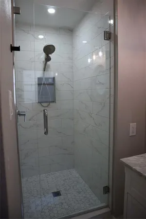 a bathroom with a shower