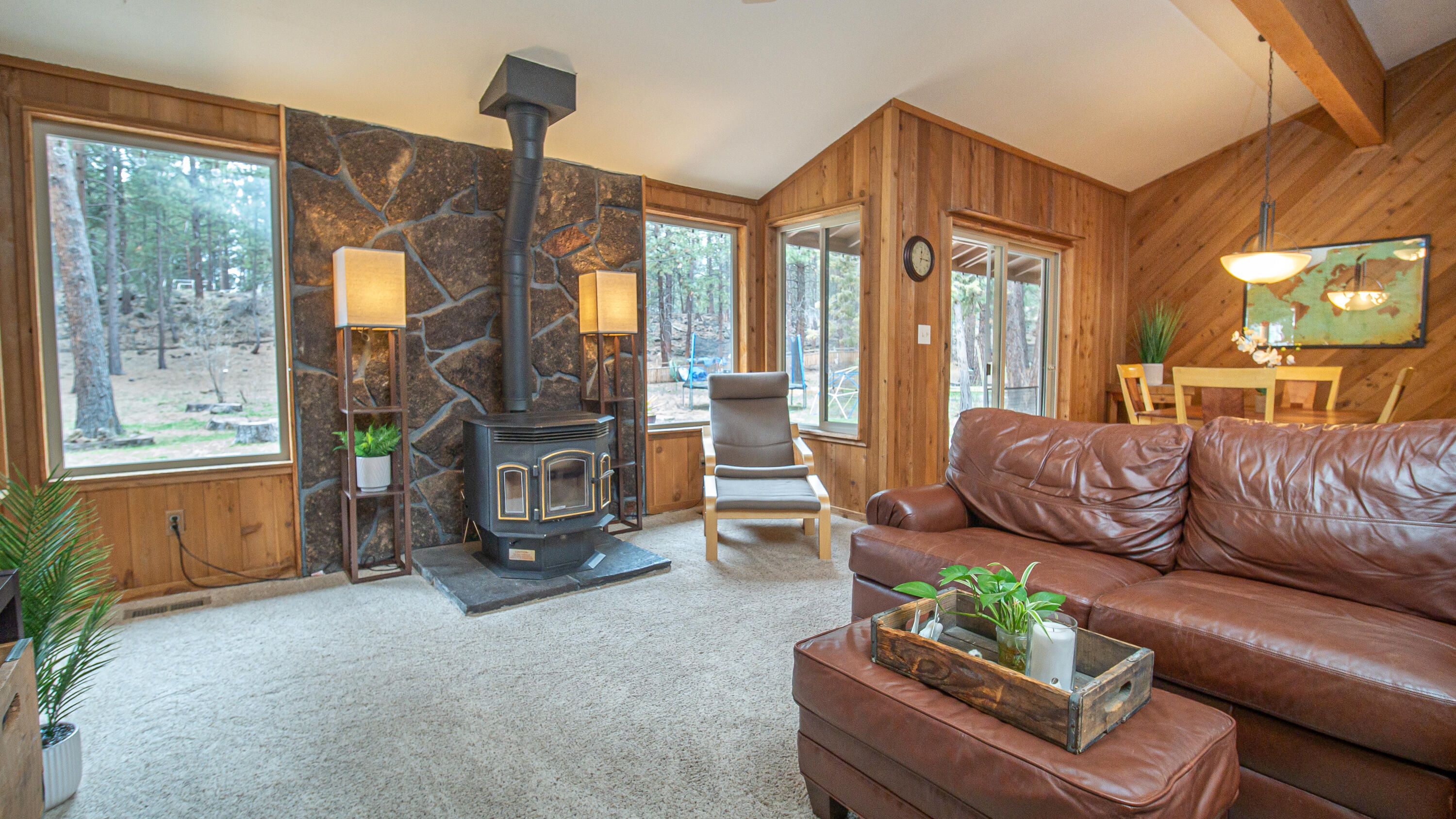 60129 Agate Road Bend, OR 97702 - Photo 10 of 41 Vintage native lava rock and efficent pellet sotve in Great room