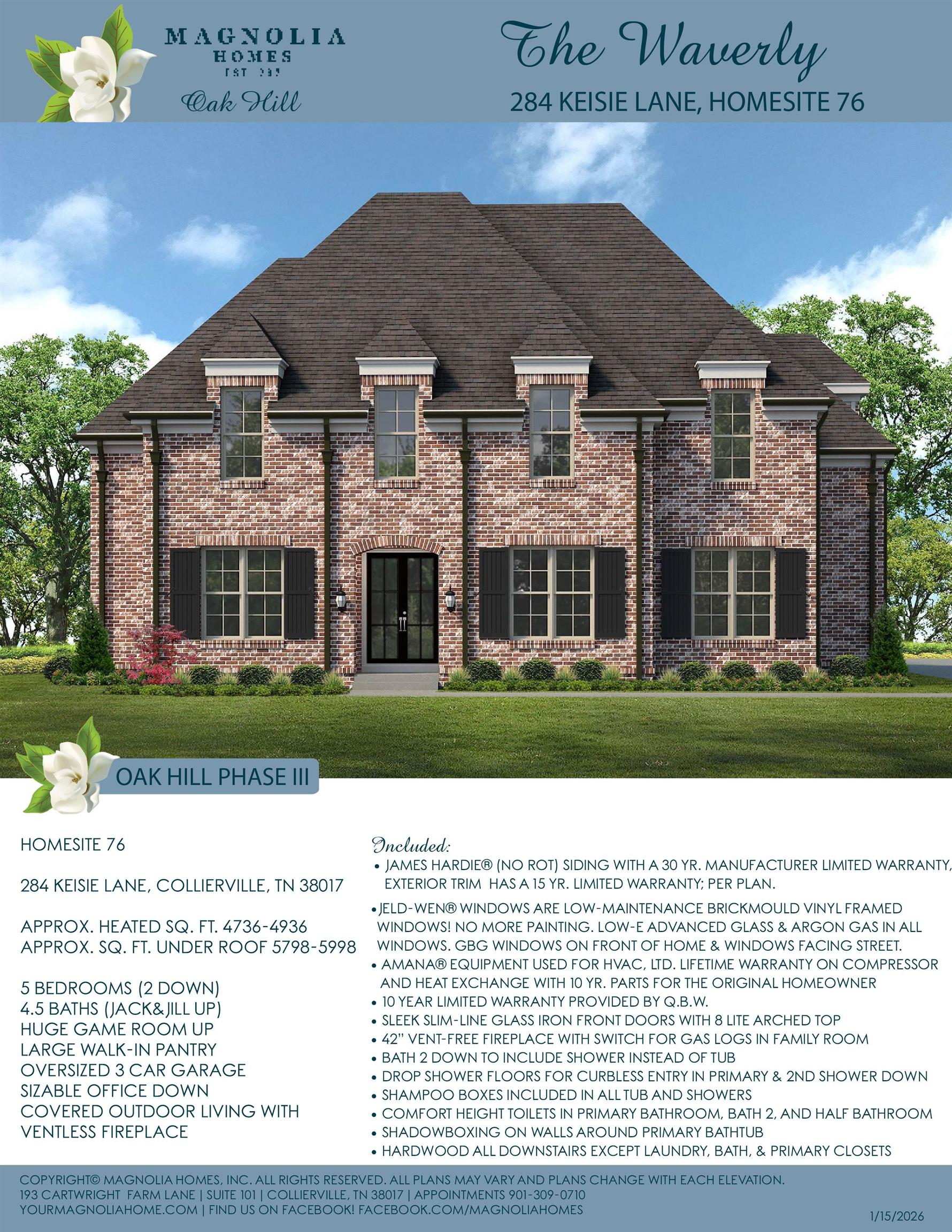 284 Keisie Lane Collierville, TN 38017 - Photo 30 of 34 Marketing Flyer. Presenting property specifications and features
