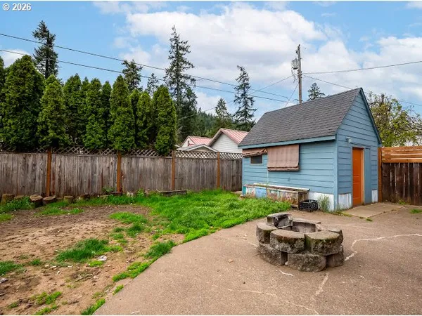 a house view with a backyard space