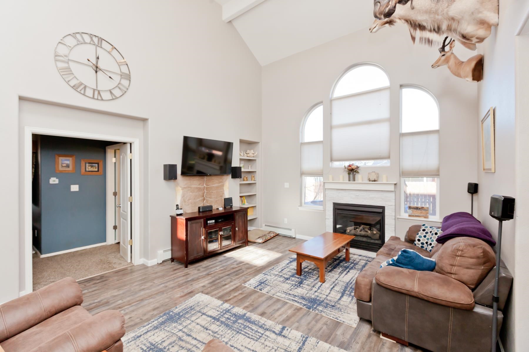 173 Sierra Drive Fruita, CO 81521 - Photo 5 of 40 a living room with furniture a flat screen tv and a fireplace