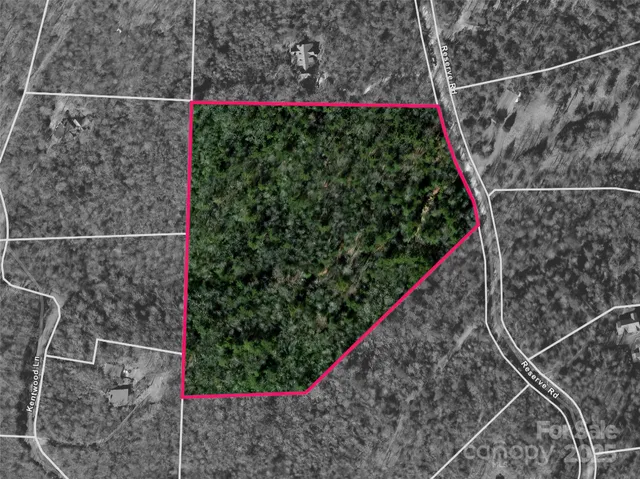 a view of a field with trees and mountain view